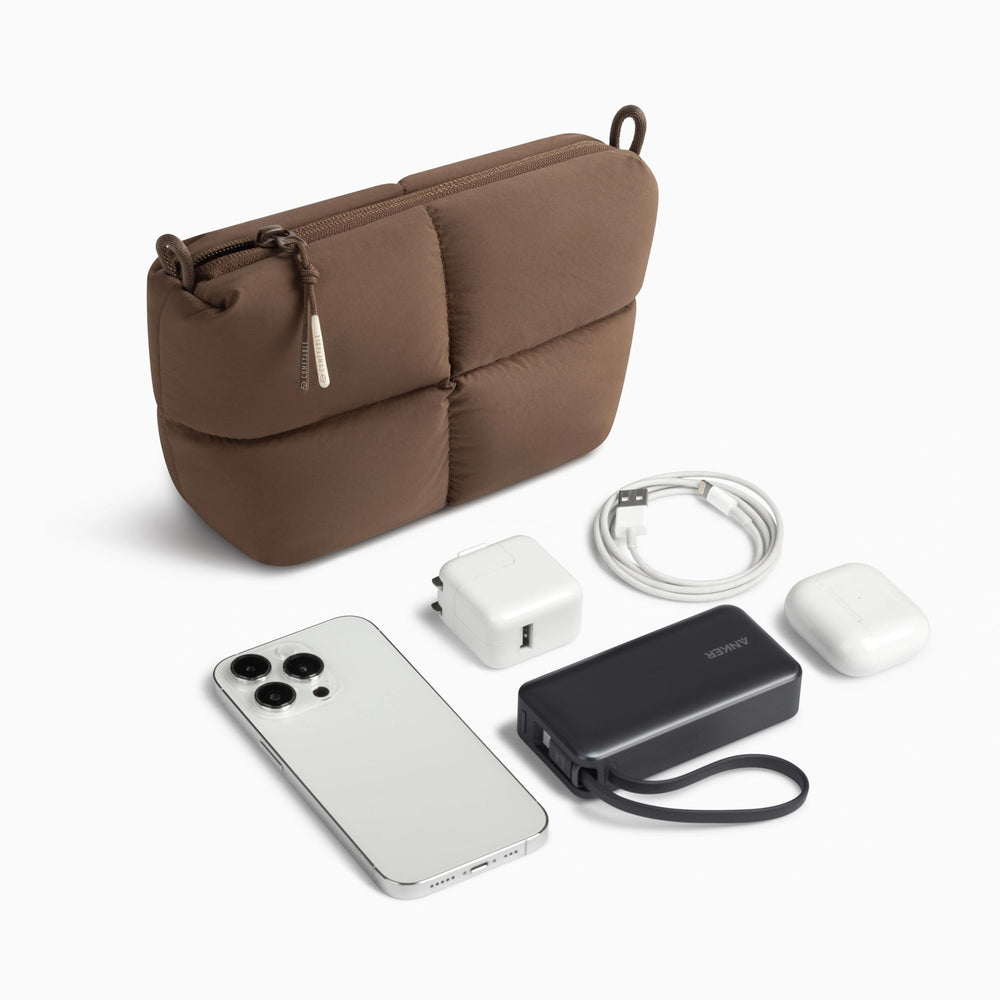 Puffy Teknoloji Aksesuar Çantası - Mocha