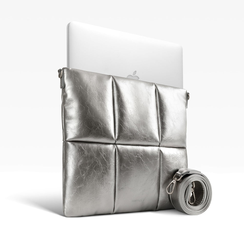 Puffy Laptop Çantası - Gümüş