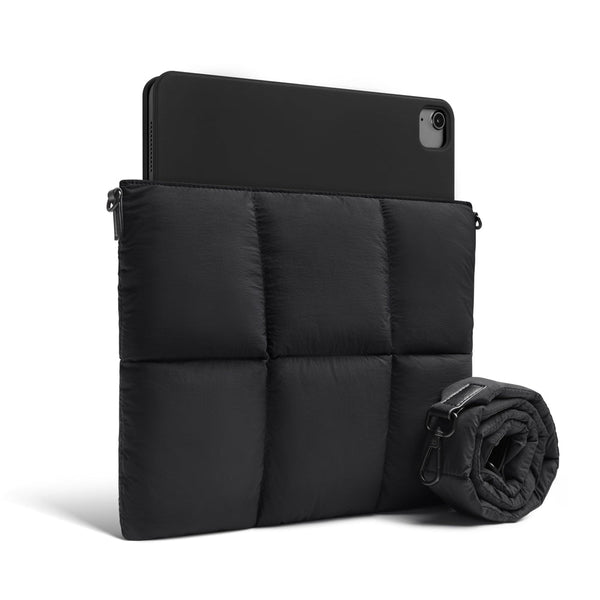 Suya Dayanıklı Askılı Puffy iPad Air/Pro Tablet Çantası - M5/M4/M3/M2/M1 Uyumlu - Siyah