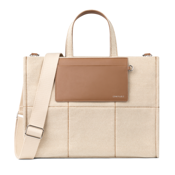 Askılı Kanvas Tote Laptop Çantası - Bej