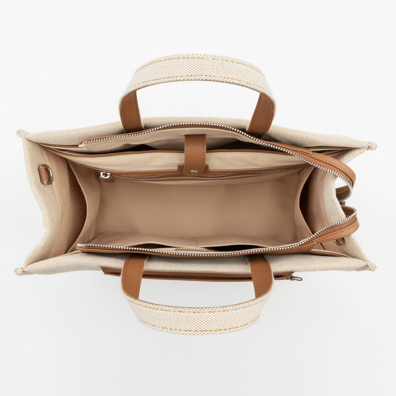 Askılı Kanvas Tote Laptop Çantası - Bej