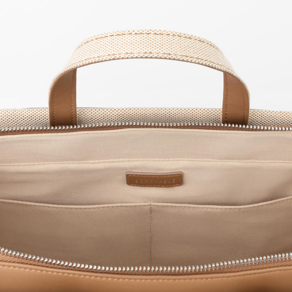 Askılı Kanvas Tote Laptop Çantası - Bej