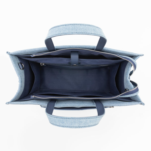 Askılı Kanvas Tote Laptop Çantası - Denim
