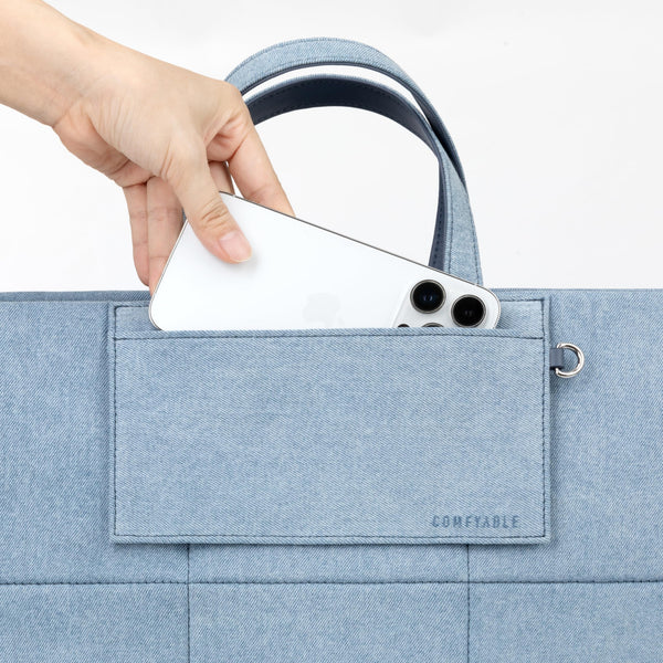 Askılı Kanvas Tote Laptop Çantası - Denim