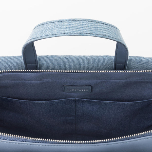 Askılı Kanvas Tote Laptop Çantası - Denim