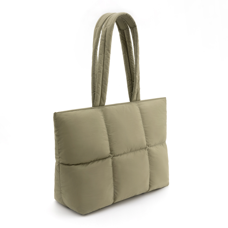 Askılı Puffy Laptop/Tablet Tote Çanta - Yeşil