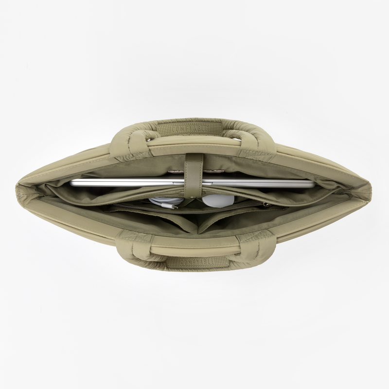 Askılı Puffy Laptop/Tablet Tote Çanta - Yeşil