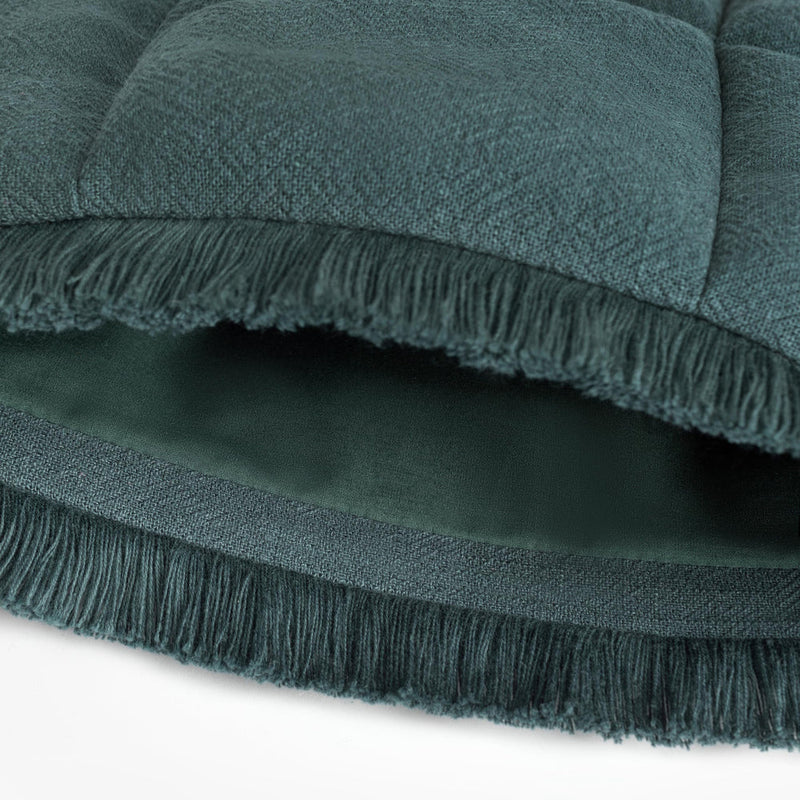 Puffy Laptop Kılıfı 13”–16” – MacBook Air & Pro Uyumlu, Püsküllü Keten Dokulu, Mıknatıslı Yumuşak Koruma - Ördek Yeşili