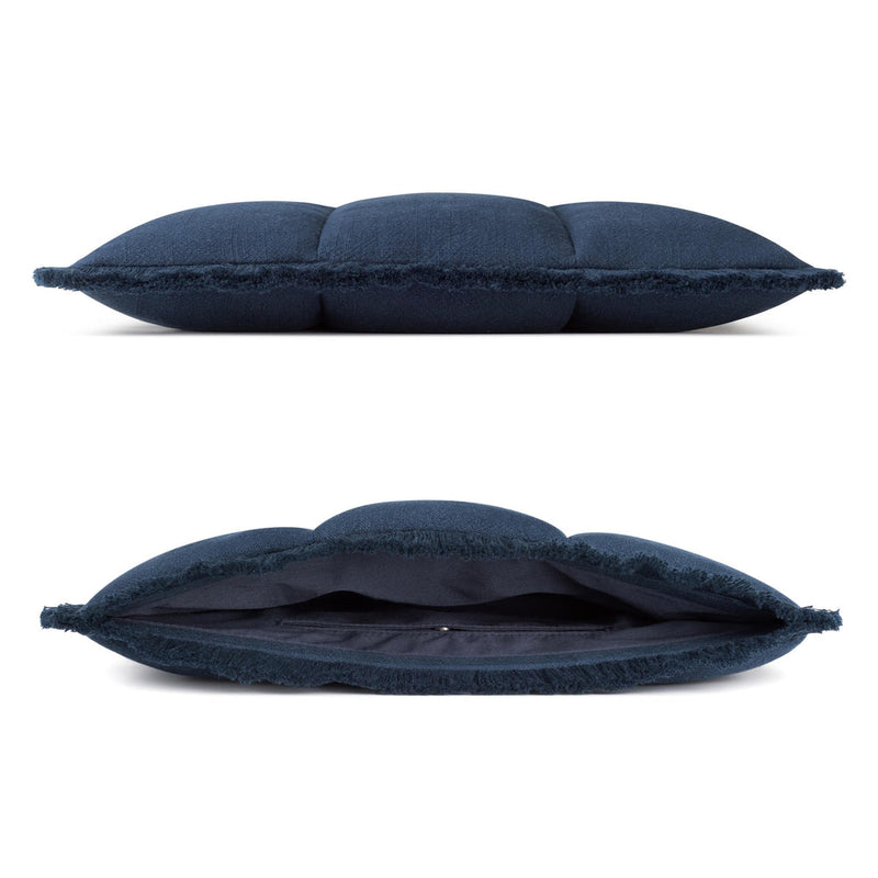 Puffy Laptop Kılıfı 13”–16” – MacBook Air & Pro Uyumlu, Püsküllü Keten Dokulu, Mıknatıslı Yumuşak Koruma - Gece Mavisi