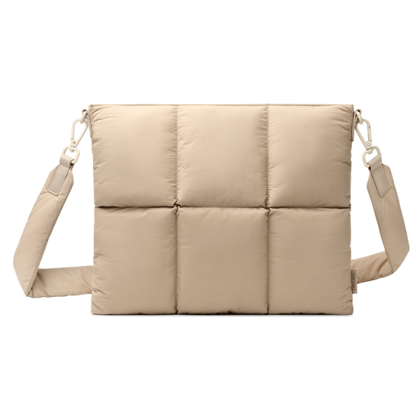 Suya Dayanıklı Askılı Puffy iPad Air/Pro Tablet Çantası - M5/M4/M3/M2/M1 Uyumlu - Yulaf Rengi