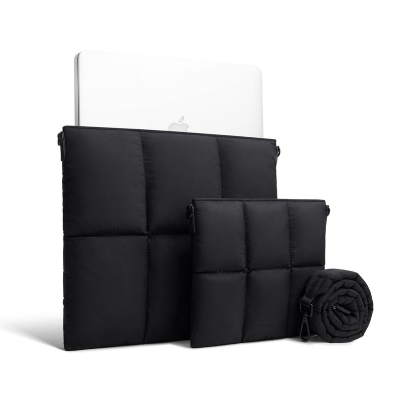 Suya Dayanıklı Puffy MacBook Air/Pro Laptop Kılıfı Seti - M5/M4/M3/M2/M1 Uyumlu - Siyah