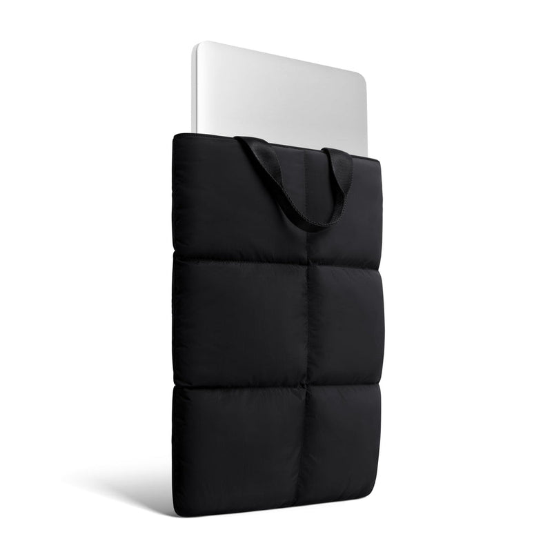 Suya Dayanıklı Puffy MacBook Air/Pro Laptop Kılıfı - Tutma Saplı - M5/M4/M3/M2/M1 Uyumlu - Siyah